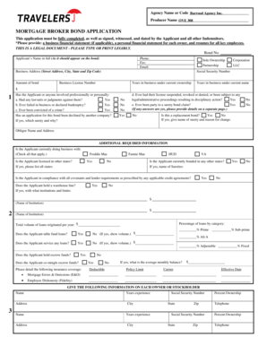 Mortgage Broker Bond Application