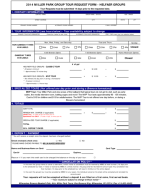 2014 Miller Park Group Tour Request Form