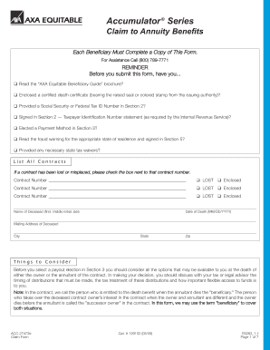 Death certificate uk - Accumulator Series Claim to Annuity Benefits - AXA Equitable