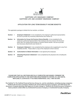 Long Term Disability Income Benefits Application