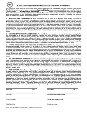 Buyer's Confidentiality Agreement