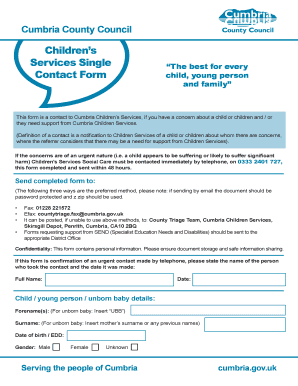 Children's Services Single Contact Form - Cumbria County Council