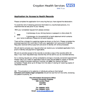 Application for Access to Health Records
