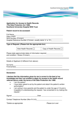 Application for Access to Health Records