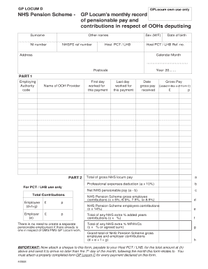 NHS GP Locum Pension Form D
