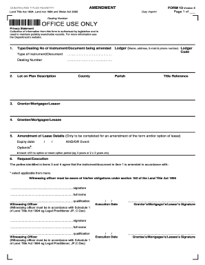 Queensland Title Amendment Form 13