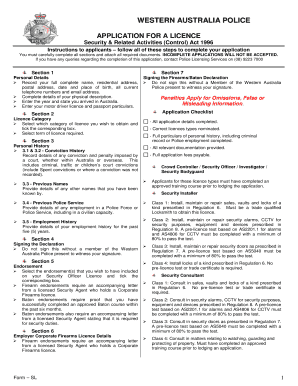 Western Australia Security Licence Application
