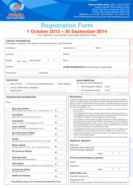 NSW Athletics Registration Form