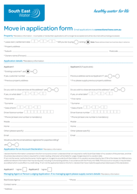 South East Water Move In Application Form