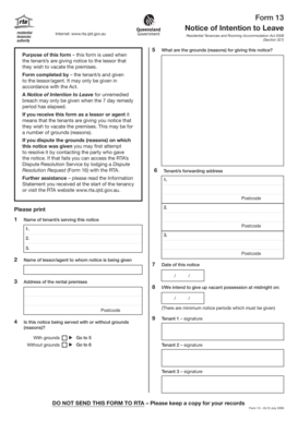 Queensland Notice of Intention to Leave