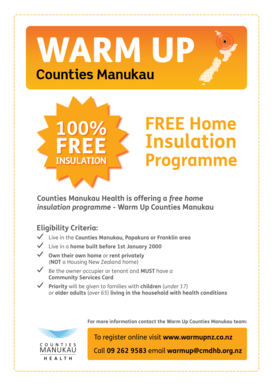 Warm Up Counties Manukau Free Home Insulation Application Form