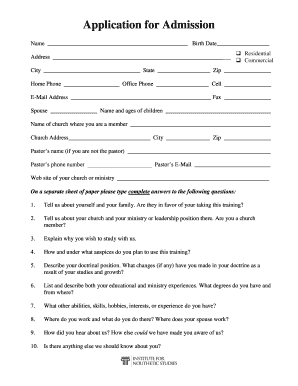 Application for Admission