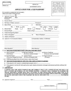 Fiji Passport Application Form