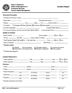 Oklahoma Incident Report Form