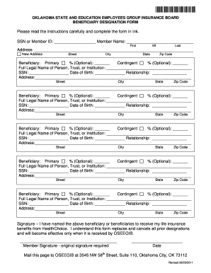 Oklahoma Beneficiary Designation Form