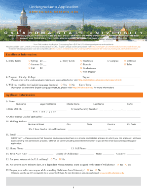 Oklahoma State University Undergraduate Application