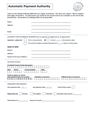 Automatic Payment Authority Form