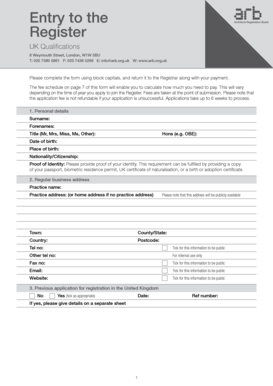 UK Architect Registration Form