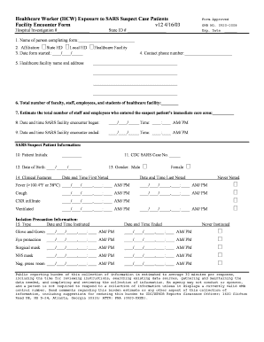 Healthcare Worker SARS Exposure Form