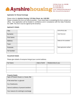 Mutual Exchange Application Form