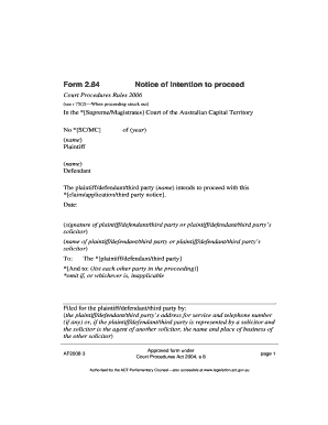 Form 2.84 Notice of Intention to Proceed