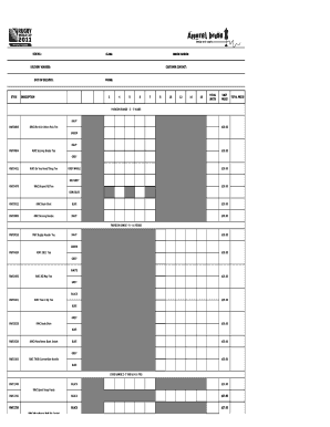 Apparel House Order Form