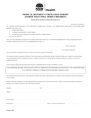 Medical Referee’s Cremation Permit