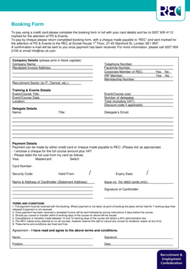 REC Booking Form