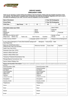 Lentara Uniting Care Children’s Services Enrolment Form