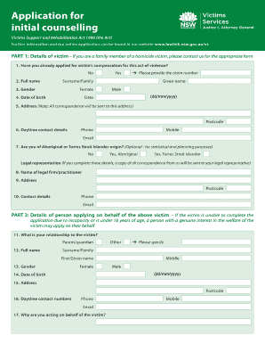 Victims Support and Rehabilitation Act 1996 Application