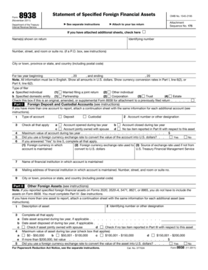 Form 8938 Statement of Specified Foreign Financial Assets