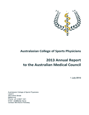 2013 Annual Report to the Australian Medical Council - ACSP - acsp org