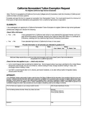 California Nonresident Tuition Exemption Request