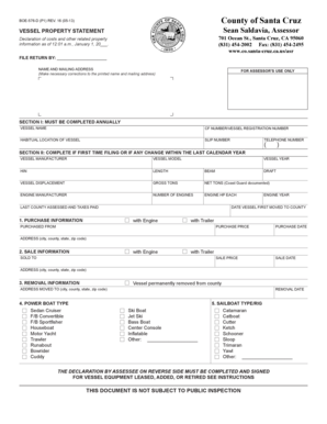 California Vessel Property Statement
