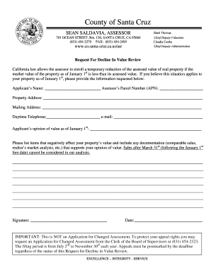 California Decline In Value Review Request