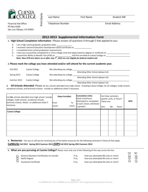 2012-2013 Supplemental Information Form