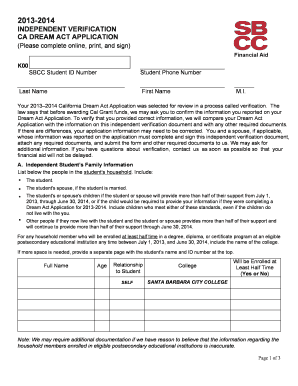 California Dream Act Application Verification Form