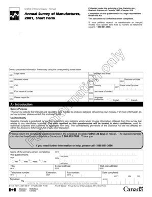 Annual Survey of Manufactures Form