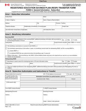 Registered Education Savings Plan (RESP) Transfer Form