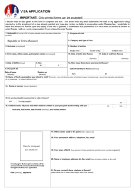 Russia Visa Application Form
