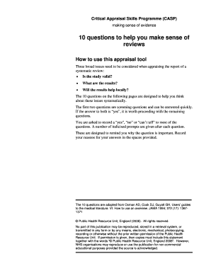 CASP Systematic Review Appraisal Tool