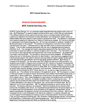 2009-2010 Arkansas SES Application