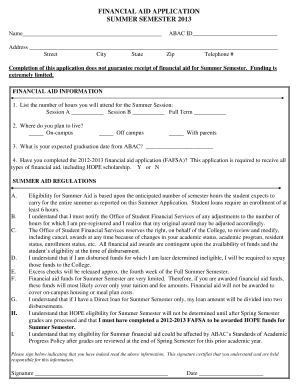 Financial Aid Application