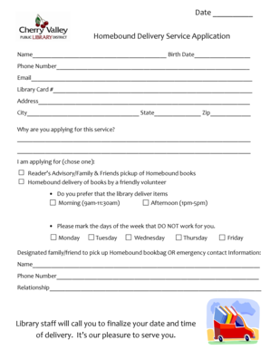 Homebound Delivery Service Application