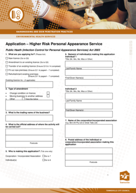 Higher Risk Personal Appearance Service Application