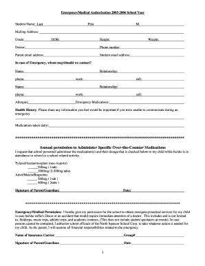 Emergency Medical Authorization Form