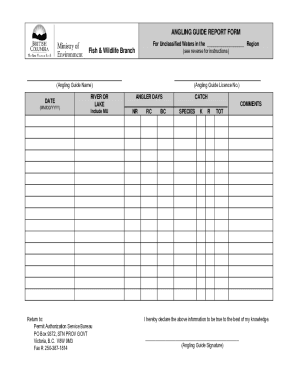 Angling Guide Report Form