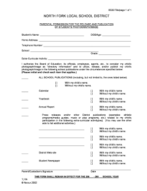 Parental Permission for Student Photo Release