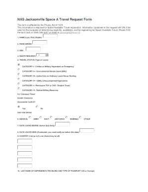 NAS Jacksonville Space A Travel Request Form