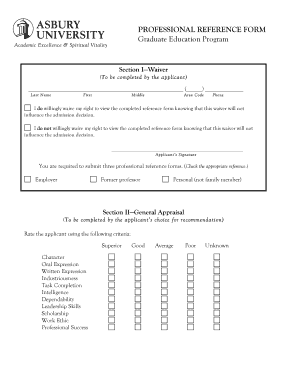 Professional Reference Form
